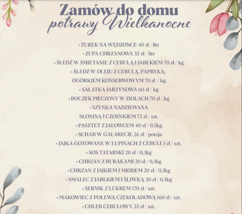 Catering na Wielkanioc 2024 u Ewy Wachowicz w Zalipiankach