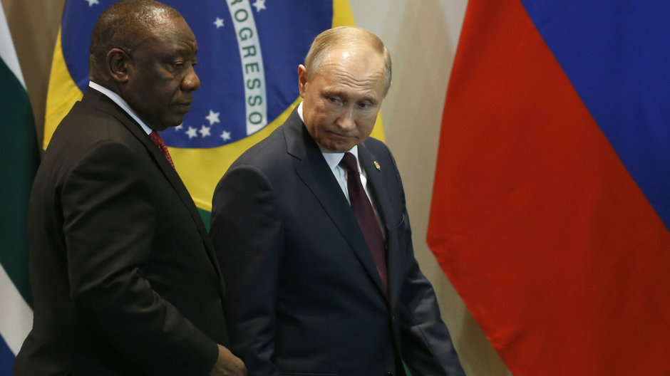 Prezydent Republiki Południowej Afryki Cyril Ramaphosa i prezydent Rosji Władimir Putin