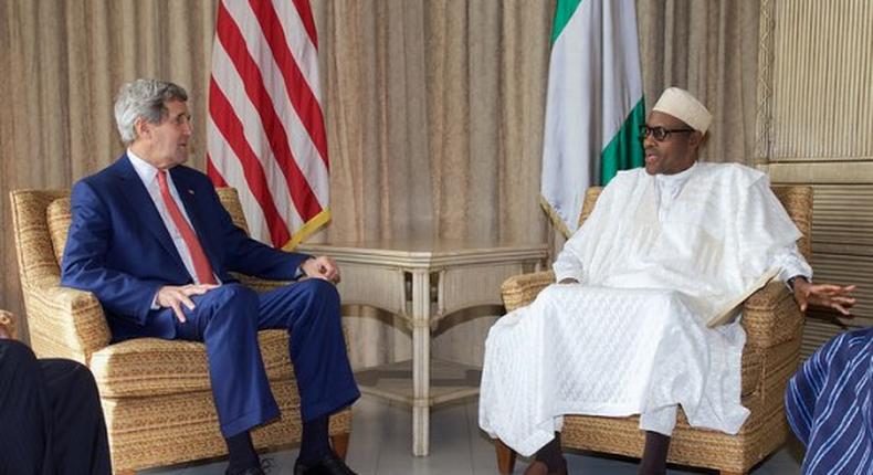 US Secretary of State, John Kerry during a meeting with Nigeria's President-elect, Muhammadu Buhari on January 25, 2015.