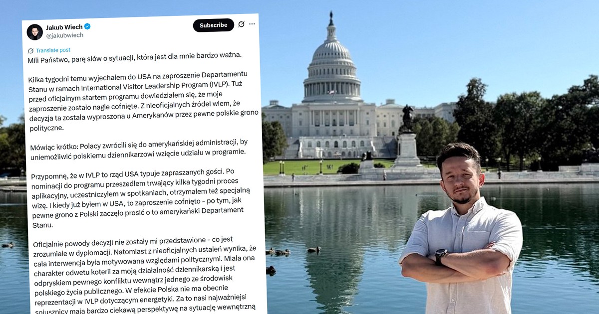 Przez "donos z Polski" wyrzucili go z prestiżowego projektu w USA. Inny uczestnik tego programu zabiera głos