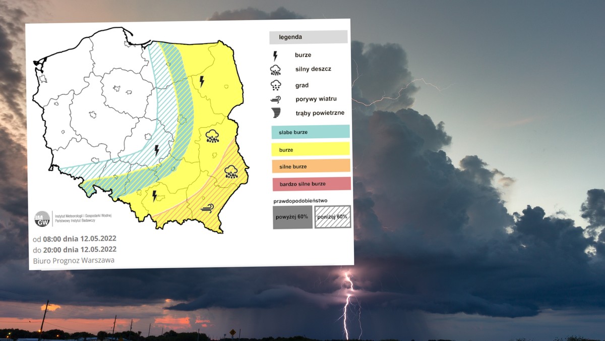 Pogoda na czwartek, 12 maja. Dynamiczny front nad Polską. IMGW ostrzega