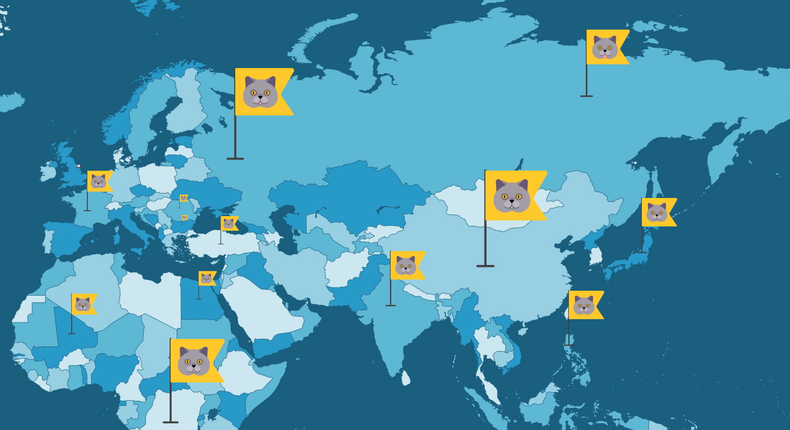 Animated map shows how cats spread across the world | Business Insider ...