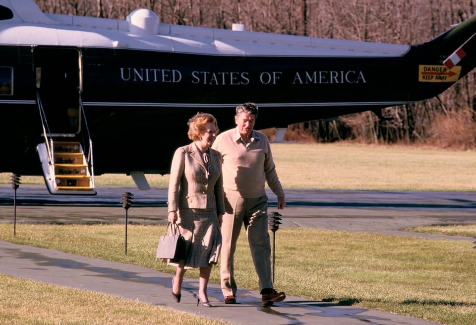 Ronald Reagan i Margaret Thatcher (na zdjęciu z 1984 r.)