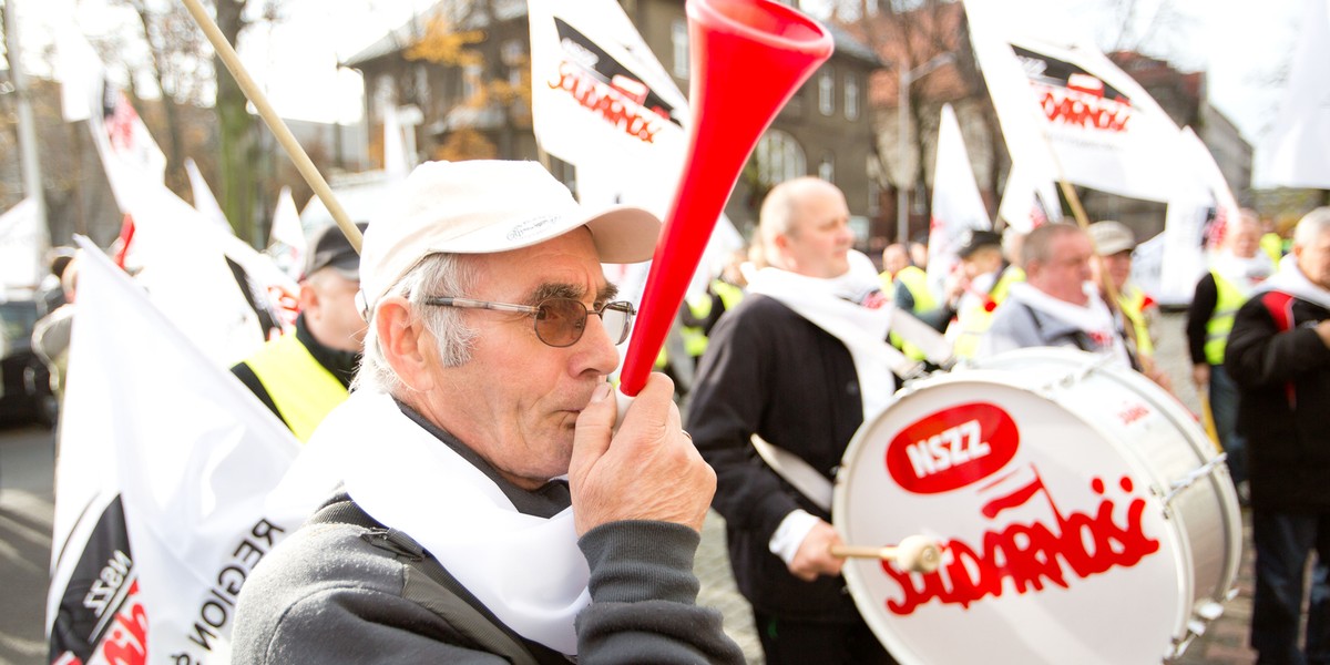 Demonstracja emerytowanych górników