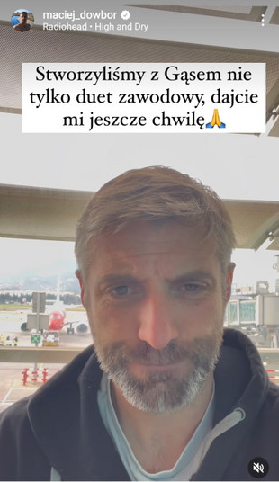 Widok InstaStories zamieszczonego na profilu Macieja Dowbora na Instagramie