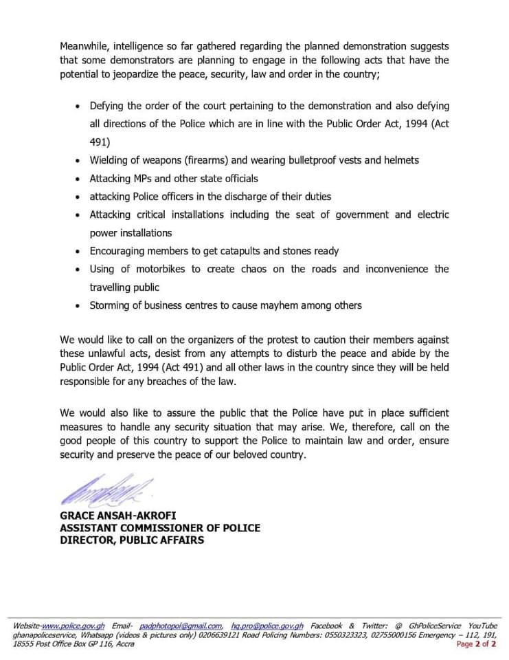 Ghana Police provide update on Democracy Hun demo