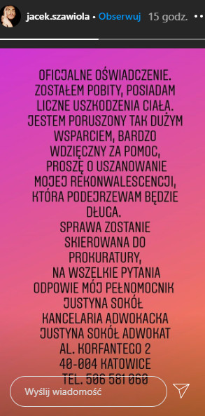 Jacek Szawioła na Instagramie