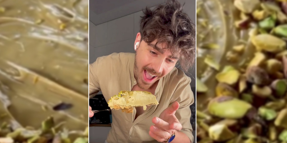 Matteo Brunetti pokazuje, jak zrobić deser petardę, czyli sernik pistacjowy.