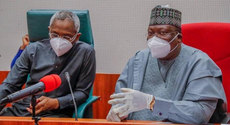 President of the Senate, Ahmaad Lawan and Speaker of the House of Representatives, Femi Gbajabiamila. [Twitter/@SPNigeria]