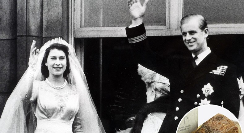 The historic wedding cake was made 68 years ago for the royal wedding of the then-Princess Elizabeth and Prince Philip at Buckingham Palace on November 20