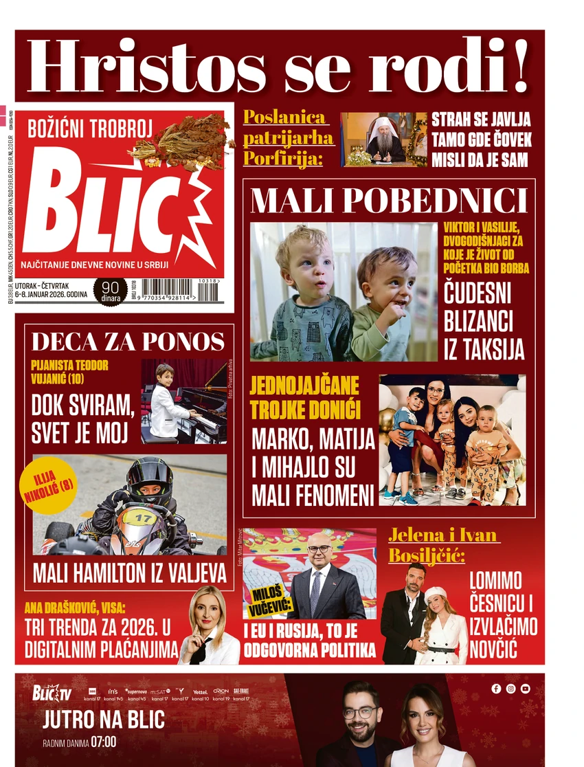 Blic naslovna strana za 6.1.