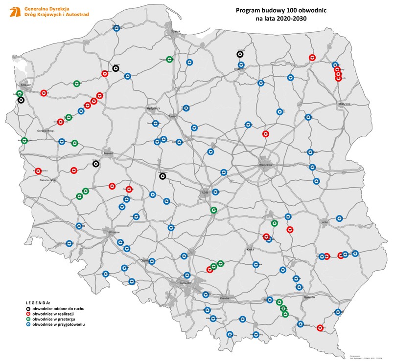 Program budowy 100 obwodnic. MAPA inwestycji