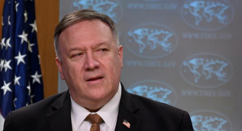 US Secretary of State Mike Pompeo, seen here in March 2020, is pushing the UN Security Council to extend an arms embargo on Iran