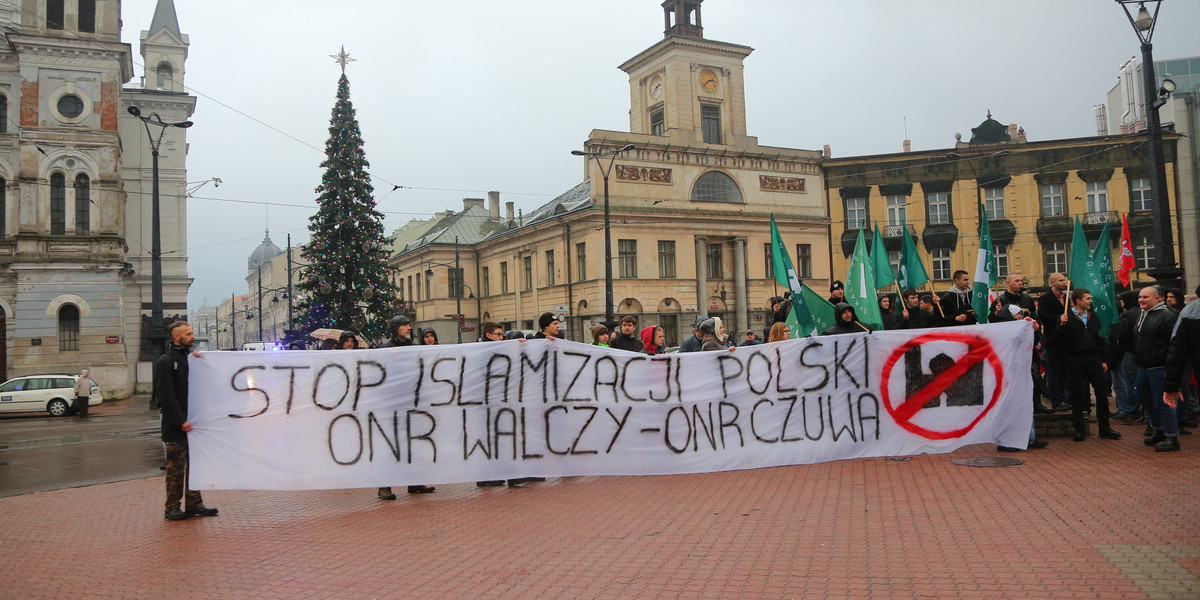 protest przeciwko terroryzmowi w Łodzi