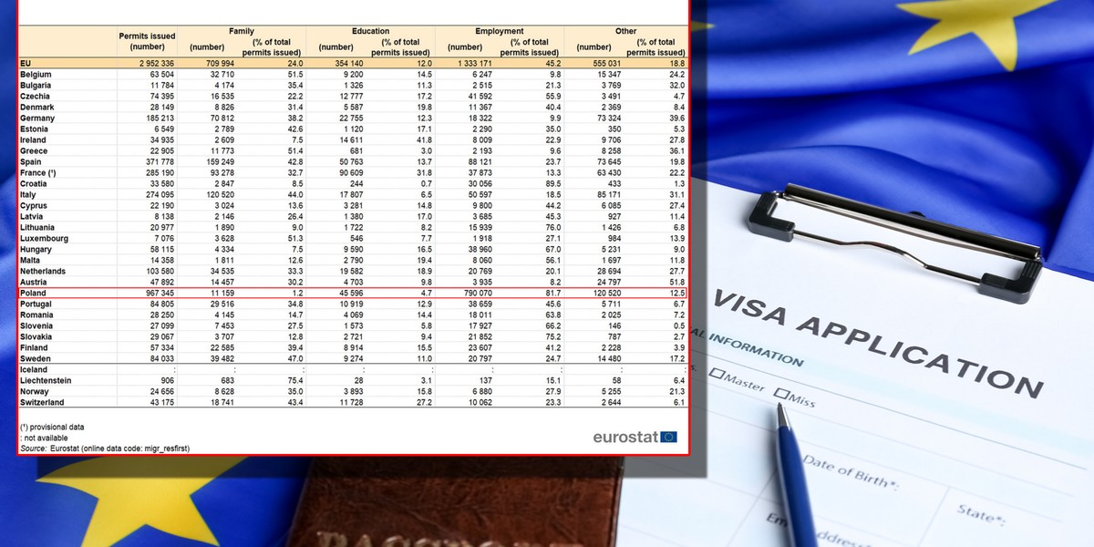 Polska w 2021 r. wydała blisko miliona wiz