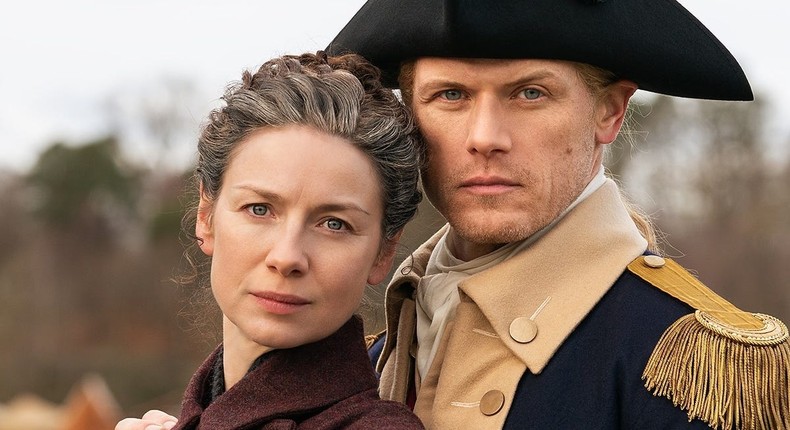 Claire (Caitrona Balfe) and Jamie Fraser (Sam Heughan) in Outlander season seven.Starz