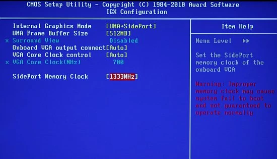 IGX Configuration – tu można określić parametry działania zintegrowanej karty graficznej