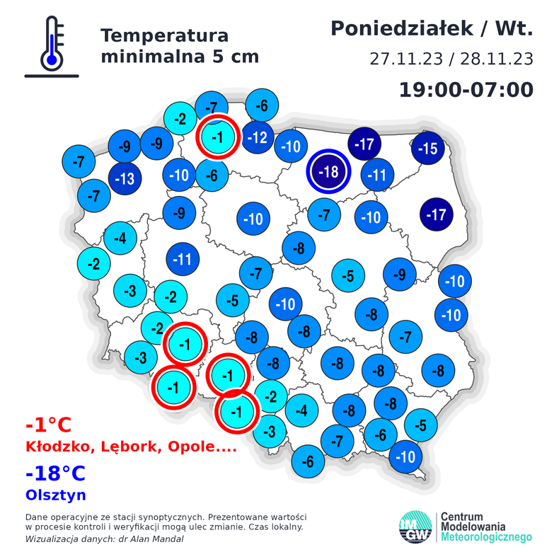 Przy gruncie termometry pokazały aż -18 st. C