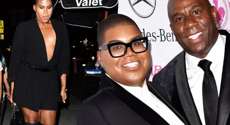 EJ Johnson strolls in a dress in TinselTown