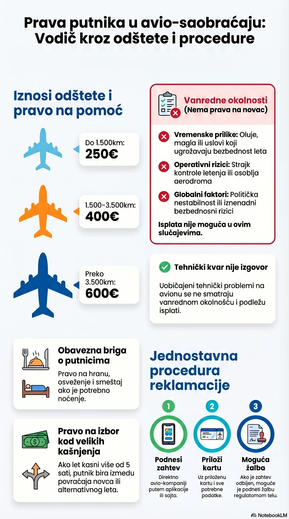 Naknada za kašnjenje leta duže od tri časa