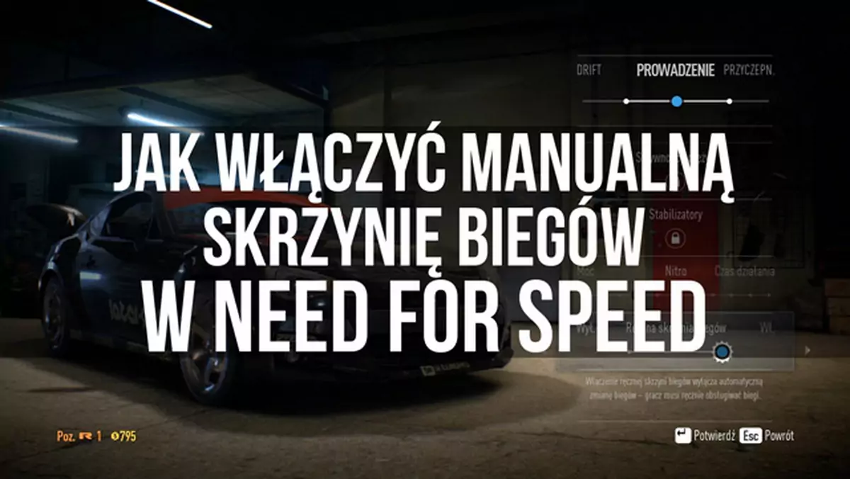 Jak włączyć manualną skrzynię biegów w Need for Speed?