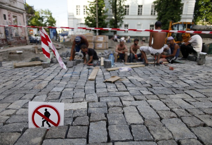 Remont Zejścia Andrzejowskiego w Kijowie.