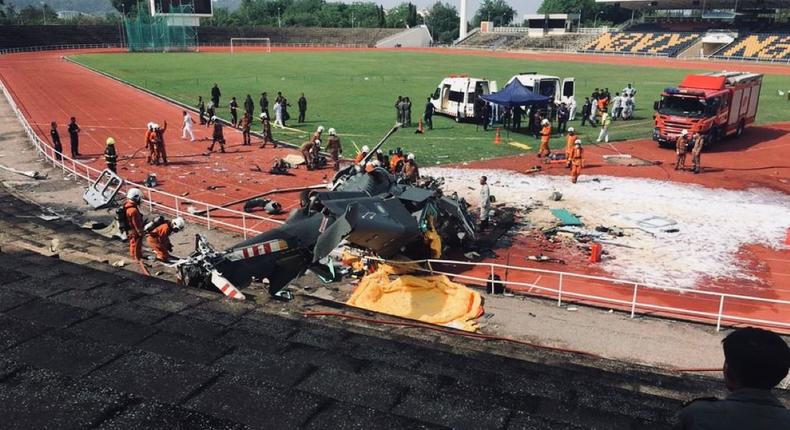 Malaysia military helicopters crash.  [The Social Being, X]
