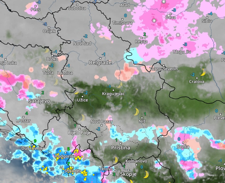 Kretanje padavina sutra u 4 časa 