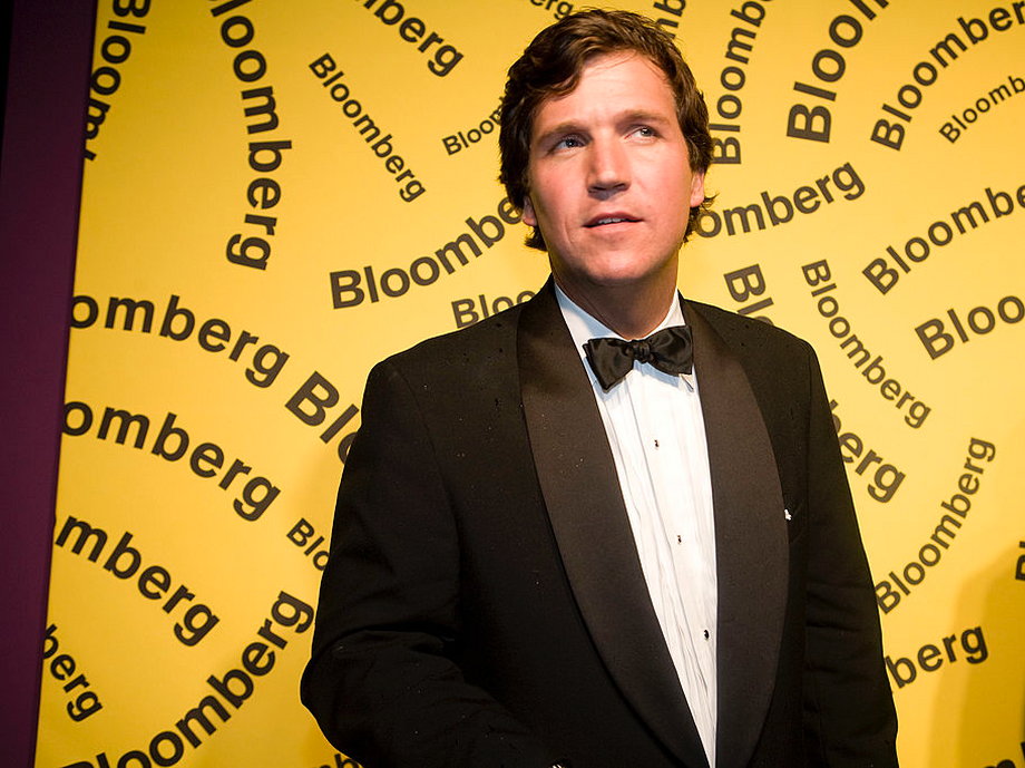 Tucker Carlson arrives at the Bloomberg after party following the White House Correspondents' Dinner in 2008.