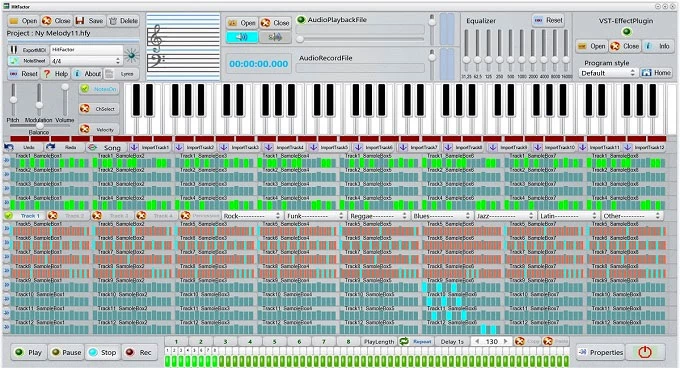 Główne okno programu do tworzenia muzyki w Windows - HitFactor 7