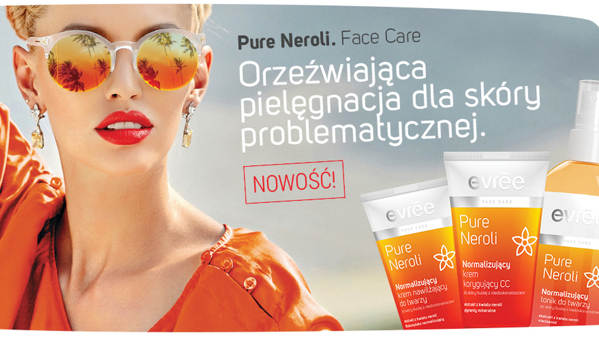 Evrēe® Pure Neroli to seria preparatów, które zatroszczą się o skórę tłustą i borykającą się z różnymi problemami. Kosmetyki z tej kolekcji działają bardzo delikatnie - jak kwiat pomarańczy, ale skutecznie. Pięć niezawodnych preparatów, wzbogaconych w drogocenny wyciąg Neroli - preparaty niwelują źródła mankamentów, mają właściwości antybakteryjne, kojące i tonizujące. Esencja otrzymywana z kwiatów gorzkiej pomarańczy doskonale nadaje się do pielęgnacji cery tłustej i problematycznej. Dodatkowo ma bardzo przyjemny zapach. Jej skuteczność wzmacniają pozostałe substancje aktywne obecne w preparatach z linii Pure Neroli. Rezultat? Doskonale wygładzona i odżywiona skóra oraz atrakcyjna cera każdego dnia.