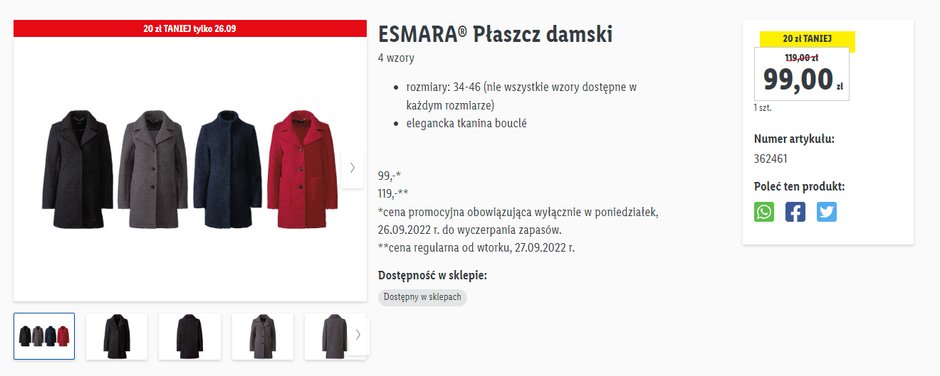 Esmara płaszcz damski