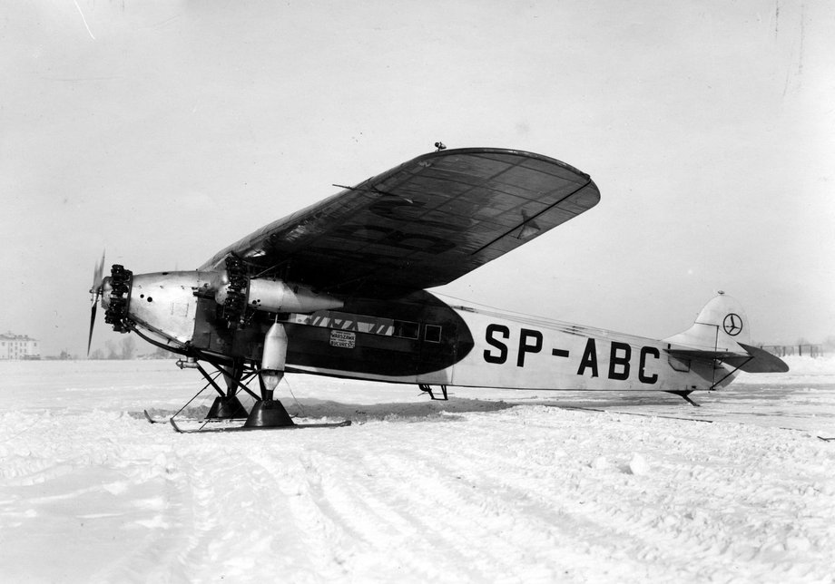 Samolot PLL LOT Fokker FVII znak SP-ABC