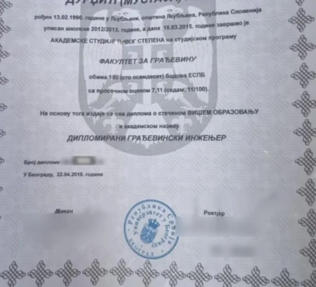 Diploma Asmina Durdžića