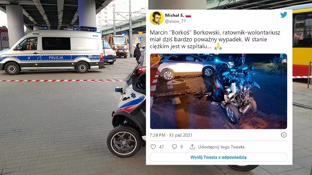 "Borkoś" miał wypadek i trafił w stanie ciężkim do szpitala