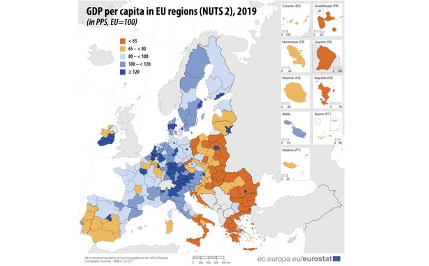 Regionalny PKB per capita w 2019 r.