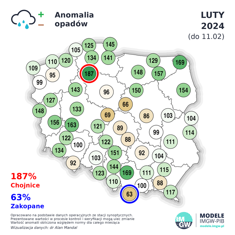 Pochmurna pogoda idzie jednocześnie w parze z częstymi i obfitymi opadami