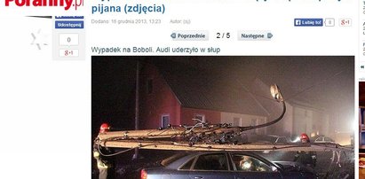 Szok! Pijana ścięła słup. Była w ciąży