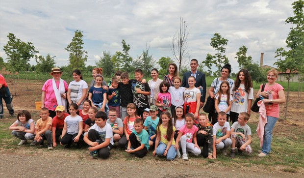 Učenici koji su posadili školsku šumu u Kikindi