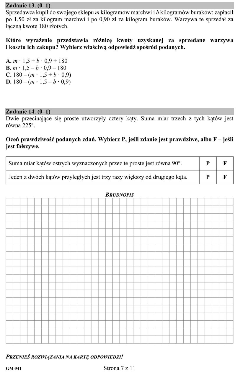 Egzamin gimnazjalny 2017: matematyka