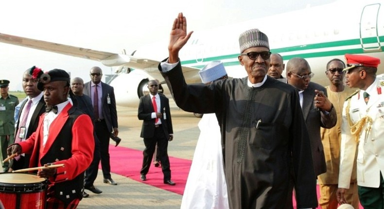 Ailing Nigerian President Mohammadu Buhari on his return back to the country in Abuja, on August 19, 2017