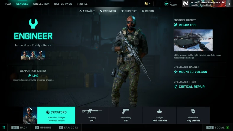 Battlefield 2042 - screenshot z wersji preview nowego systemu klas