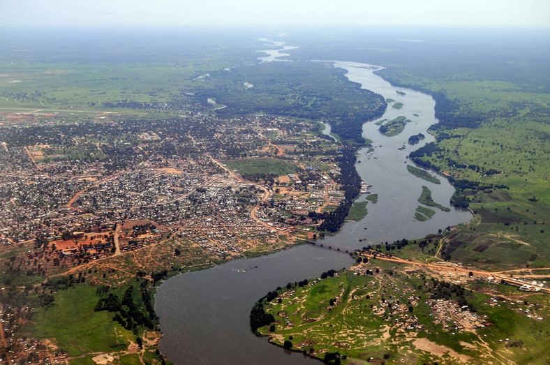 Panorama Dżuby, stolicy Sudanu Południowego przez którą przepływa rzeka Nil.