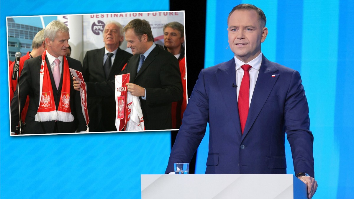 Nawrocki w trakcie debaty przypomniał opowieść Listkiewicza o Tusku. "Stali w wodzie po kolana"