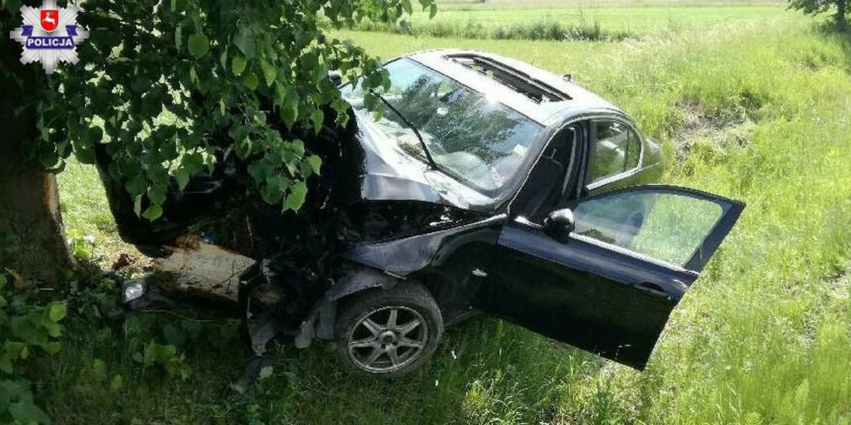 BMW rozbiło się o drzewo. Kierowca chciał ominąć ... antylopę