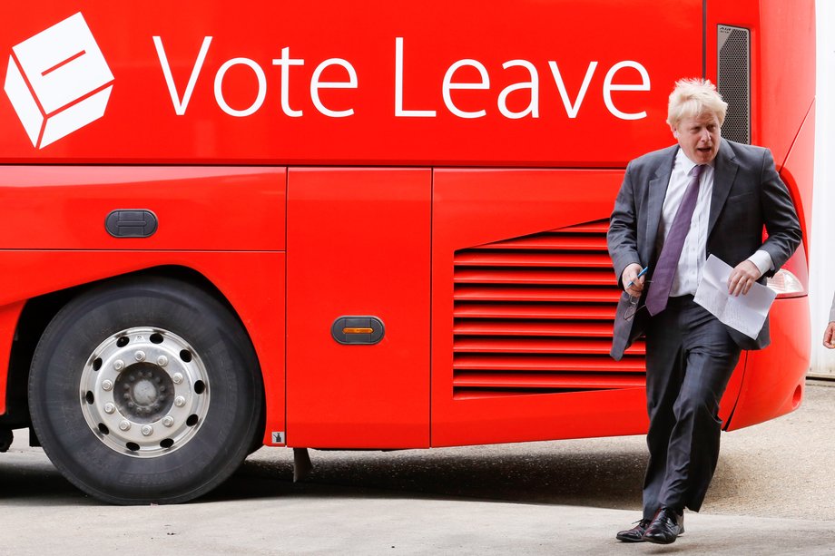 Boris Johnson podczas kampanii Vote Leave