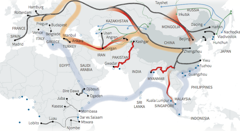 one belt one road land sea routes