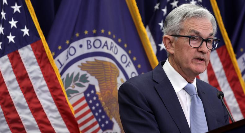 Federal Reserve Board Chairman Jerome Powell speaks during a news conference after a Federal Open Market Committee meeting on December 14, 2022 in Washington, DC. The Federal Reserve announced that it will raise interest rates by a 0.5 percentage point to 4.5.Alex Wong/Getty Images