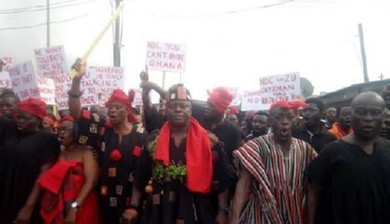 Kyebi residents protest against NDC for insulting Okyenhene