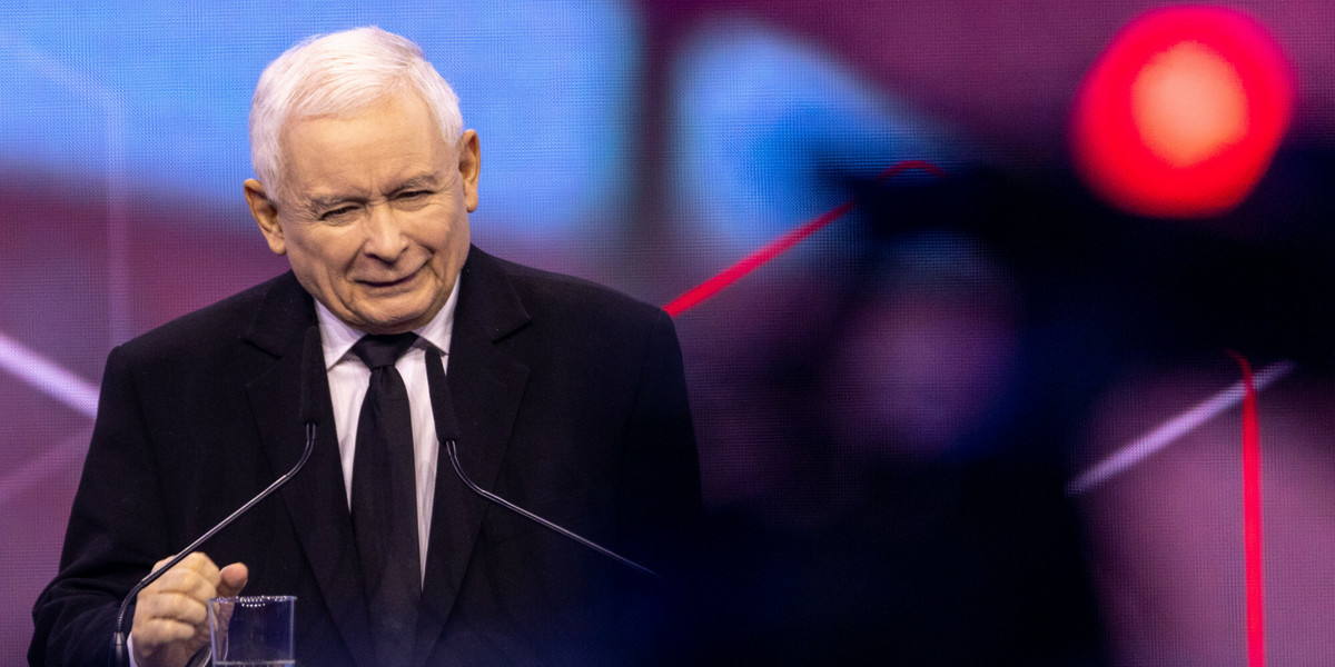 Jarosław Kaczyński podczas konwencji PiS.